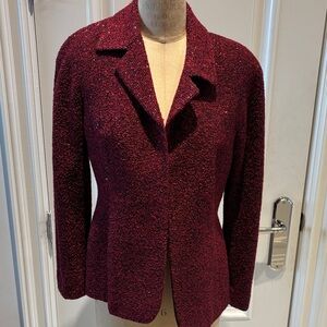 Elegant  vintage metallic Burgundy wool blazer